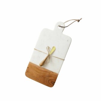 Snijplank Home ESPRIT Wit Natuurlijk 38 X 23 X 2 CM 1