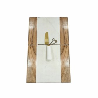 Snijplank Home ESPRIT Wit Natuurlijk 38 X 23 X 2 CM 1