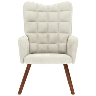 Relaxstoel fluweel cr&egrave;mekleurig 3