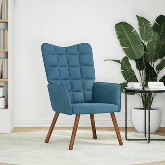 Relaxstoel fluweel blauw 2