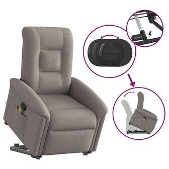 Sta-op-massagestoel verstelbaar stof taupe 8