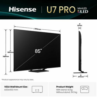 Smart TV Hisense 85U7Q PRO 85&quot; 4K Ultra HD LED HDR 4