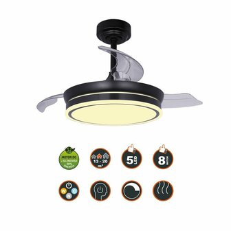 Plafondventilator CristalRecord 85-065-46-180 Zwart 45 W &Oslash; 92 cm 7