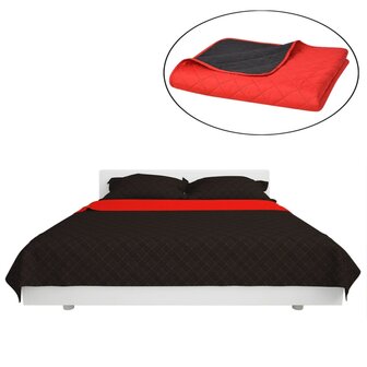 Dubbelzijdige quilt bedsprei rood en zwart 220x240 cm 2