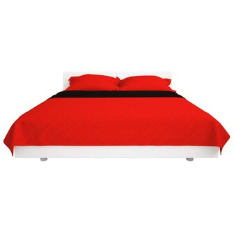 Dubbelzijdige quilt bedsprei rood en zwart 220x240 cm 3