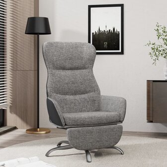 Relaxstoel met voetensteun stof lichtgrijs 1