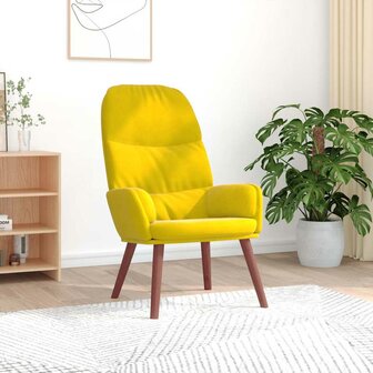 Relaxstoel fluweel geel 1