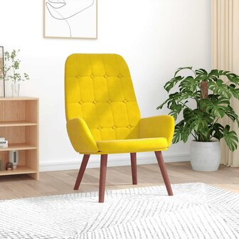 Relaxstoel fluweel geel 1
