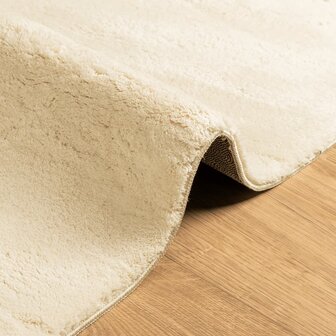 Vloerkleed HUARTE laagpolig zacht wasbaar 120x120 cm cr&egrave;me 6