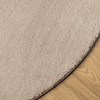 Vloerkleed HUARTE laagpolig zacht wasbaar &Oslash; 120 cm zandkleurig 4