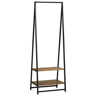 Kledingrek met plank Zwart 60 x 45 x 180 cm Massief acaciahout 1