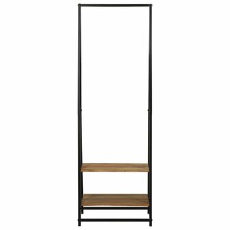 Kledingrek met plank Zwart 60 x 45 x 180 cm Massief acaciahout 4