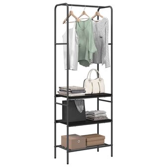 Kledingrek met planken met plank Zwart eiken 60 x 30 x 171 cm 3