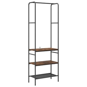 Kledingrek met planken met plank Gerookt eiken 60 x 30 x 171 cm 2