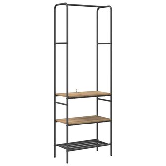 Kledingrek met planken artisanaal eikenkleurig 60 x 30 x 171 cm 2