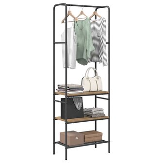 Kledingrek met planken artisanaal eikenkleurig 60 x 30 x 171 cm 3
