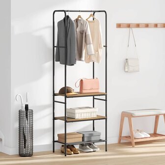 Kledingrek met planken artisanaal eikenkleurig 60 x 30 x 171 cm 4
