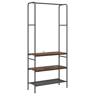 Kledingrek met planken Gerookt eiken 77 x 30 x 171 cm 2