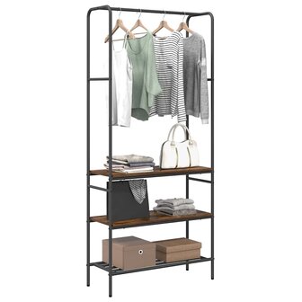 Kledingrek met planken Gerookt eiken 77 x 30 x 171 cm 3