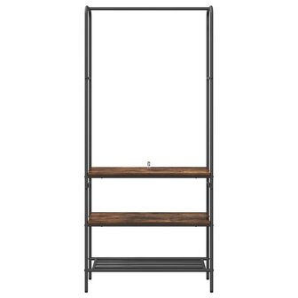 Kledingrek met planken Gerookt eiken 77 x 30 x 171 cm 5