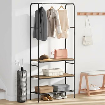 Kledingrek met planken artisanaal eikenkleurig 77 x 30 x 171 cm 4