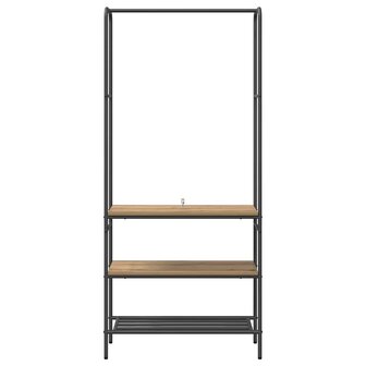 Kledingrek met planken artisanaal eikenkleurig 77 x 30 x 171 cm 5