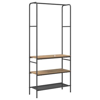 Kledingrek met planken artisanaal eikenkleurig 77 x 30 x 171 cm 7