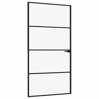 Binnendeur 102x201,5 cm gehard glas en aluminium smal zwart 2