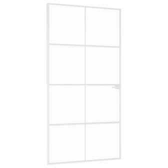 Binnendeur 102x201,5 cm gehard glas en aluminium smal wit 2