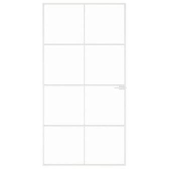 Binnendeur 102x201,5 cm gehard glas en aluminium smal wit 3