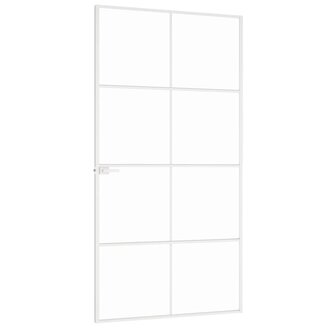 Binnendeur 102x201,5 cm gehard glas en aluminium smal wit 4