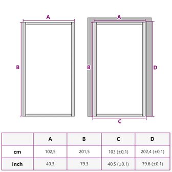 Binnendeur 102x201,5 cm gehard glas en aluminium smal wit 9