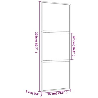 Schuifdeur 76x205 cm helder ESG-glas en aluminium goudkleurig 9