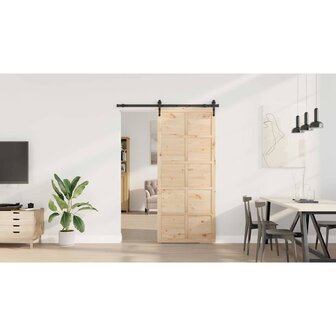 Schuifdeur Bruin 80 x 208 cm Massief grenenhout 3