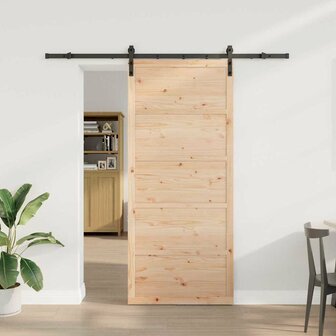 Schuifdeur Bruin 100 x 208 cm Massief grenenhout 1