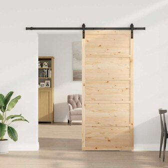 Schuifdeur Bruin 100 x 208 cm Massief grenenhout 3