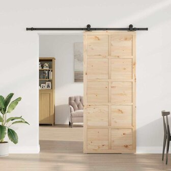 Schuifdeur Bruin 80 x 208 cm Massief grenenhout 3