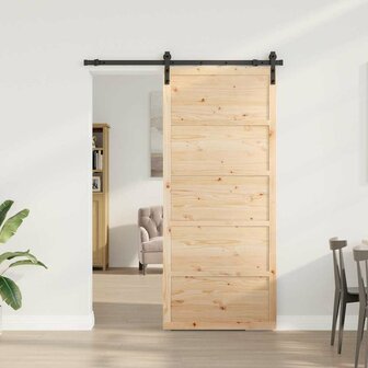 Schuifdeur Bruin 80 x 208 cm Massief grenenhout 3