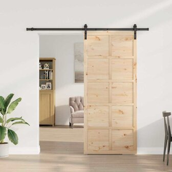 Schuifdeur Bruin 100 x 208 cm Massief grenenhout 3