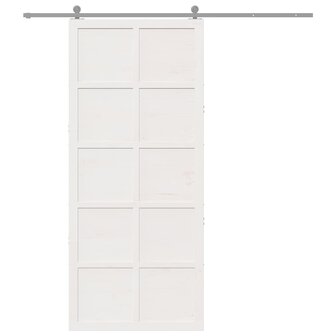 Schuifdeur Wit 90 x 210 cm Massief grenenhout 9