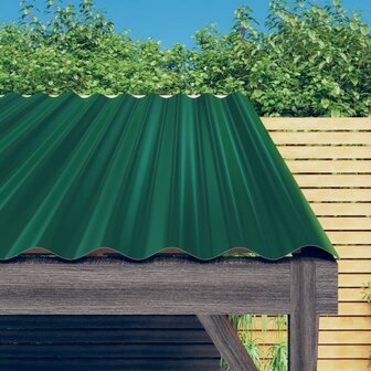 Dakpanelen 12 st 60x36 cm gegalvaniseerd staal groen 1
