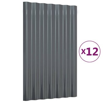 Dakpanelen 12 st 60x36 cm gegalvaniseerd staal antracietkleurig 2