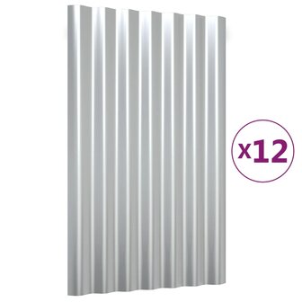 Dakpanelen 12 st 60x36 cm gegalvaniseerd staal zilverkleurig 2