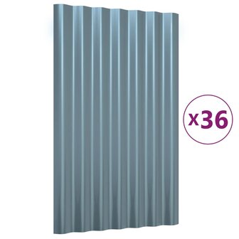 Dakpanelen 36 st 60x36 cm gegalvaniseerd staal grijs 2