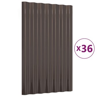 Dakpanelen 36 st 60x36 cm gegalvaniseerd staal bruin 2
