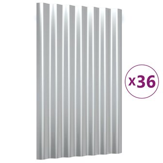 Dakpanelen 36 st 60x36 cm gegalvaniseerd staal zilverkleurig 2