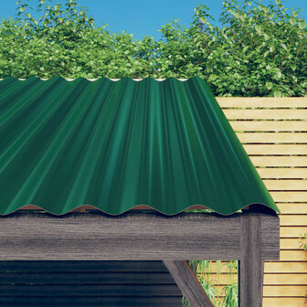 Dakpanelen 12 st 80x36 cm gegalvaniseerd staal groen 1