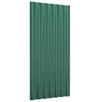 Dakpanelen 12 st 80x36 cm gegalvaniseerd staal groen 3