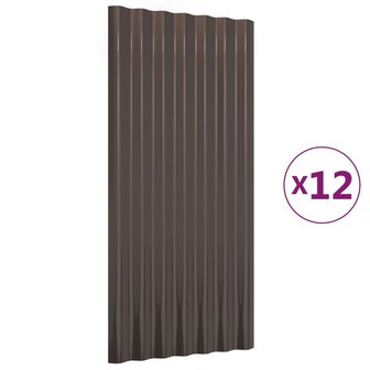Dakpanelen 12 st 80x36 cm gegalvaniseerd staal bruin 2