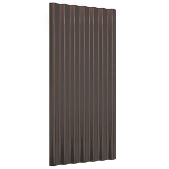 Dakpanelen 12 st 80x36 cm gegalvaniseerd staal bruin 3